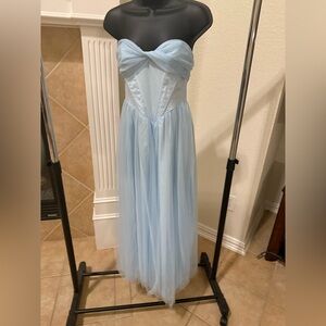 Hello Molly Light Blue Satin Dress